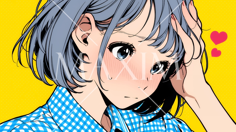 恥ずかしがって顔を赤らめている女性（異性を意識して？）