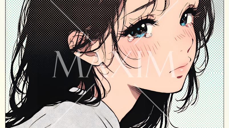 涙ぐむ若い女性