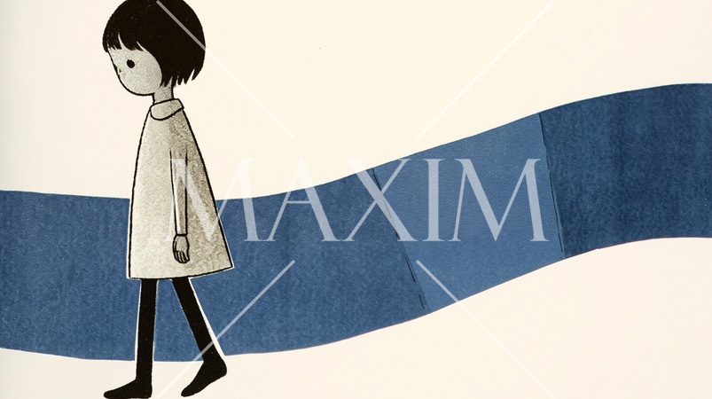 蛇の道は蛇：誰かすでにと打った道を歩く少女：切り絵