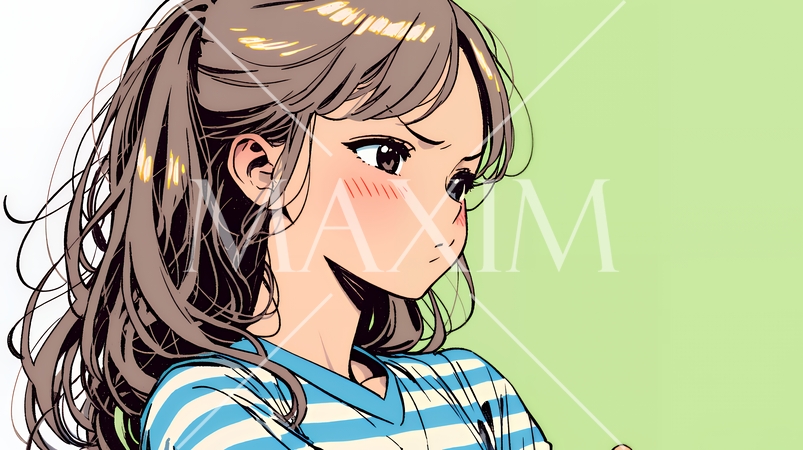 「ふん！」という表情でそっぽを向いている若い女性