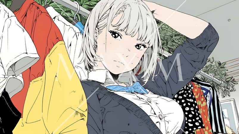 クローゼットを開いて着替えをしようとしている若い女性