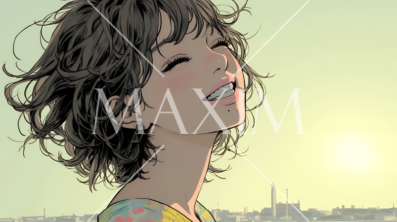 声をあげて大笑いする若い女性