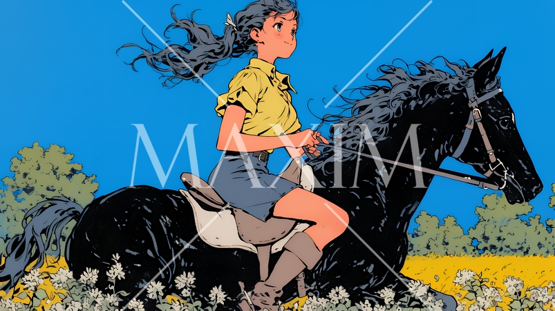 乗馬をしている若い女性