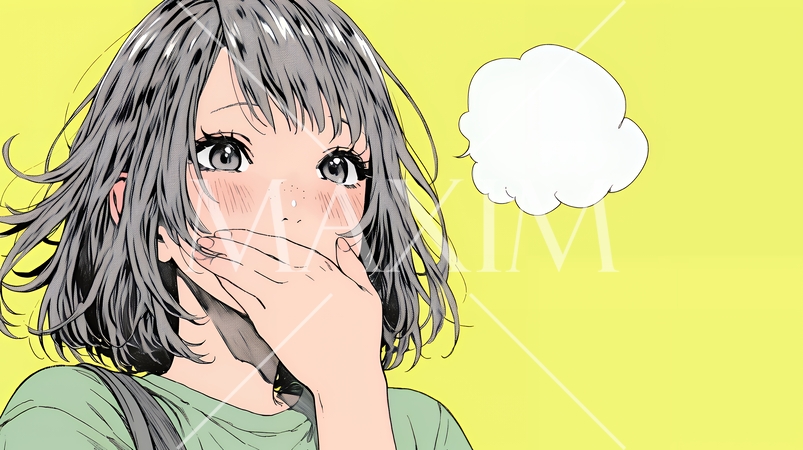 失言をして恥ずかしくて思わず口を手で覆っている若い女性