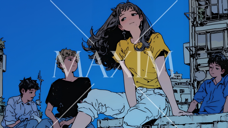 夜の街でたむろっているティーンエージャーたち