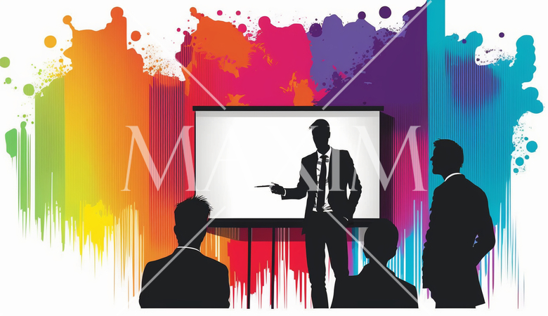 プレゼンテーション：プレゼンテーションを行うビジネスプロフェッショナル。