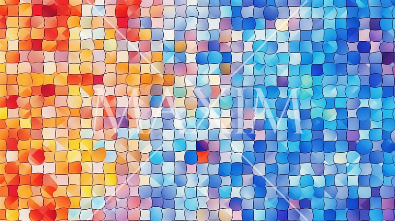 カラフルなモザイク背景：色とパターンの異なる小さな幾何学模様のモザイクで活気と個性を表現。