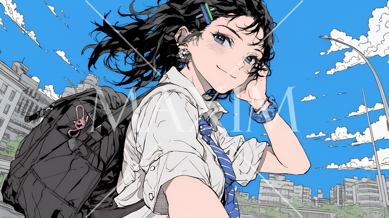 スマホで自撮りしている若い女性