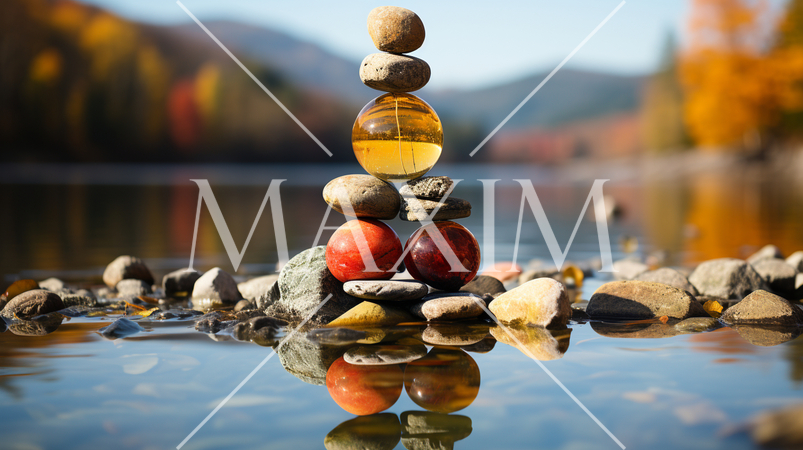 石を積んで作った作ったバランスアート：精緻CG