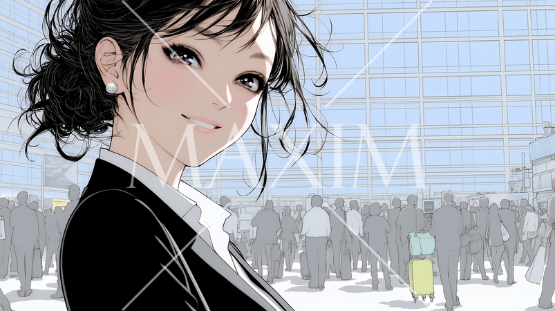 ビジネスフェアに参加しているビジネスウーマン