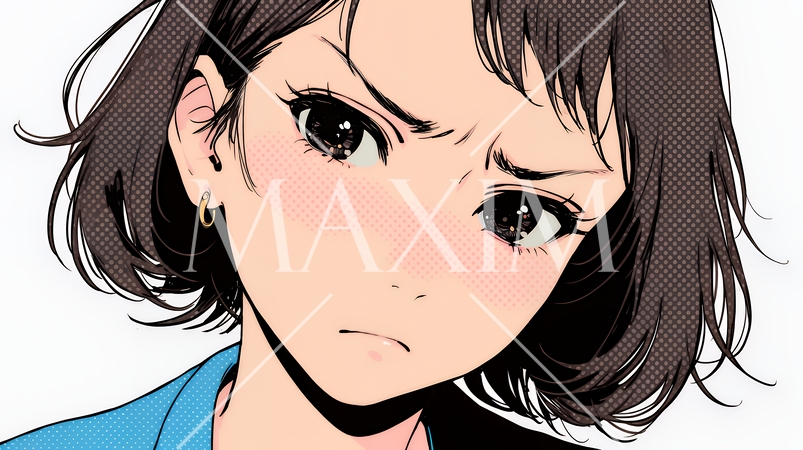 嫌悪の表情を浮かべている若い女性