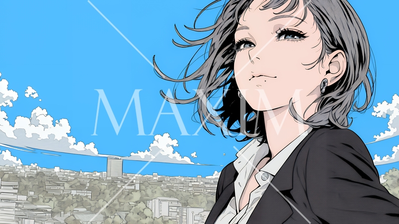 自信満々に晴天の都会の街を歩いているビジネスウーマン