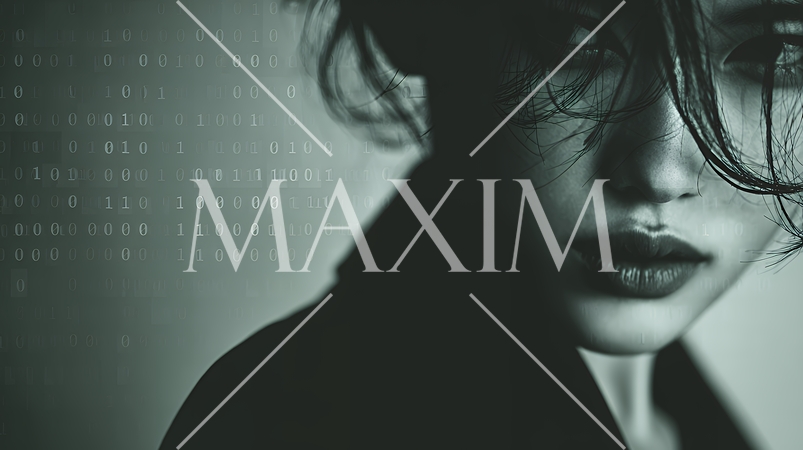 デジタルデータと日本人ビジネスウーマン｜AI・IT時代のテクノロジーイメージ（バイナリーコード）