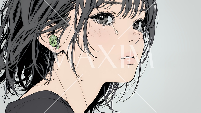 涙ぐむ若い女性