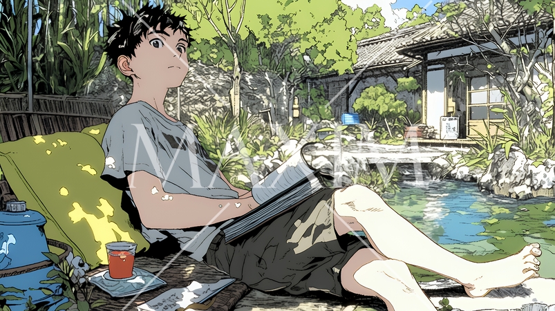 デジタルデトックス：電子機器から解放され、自然の中で読書を楽しむ男性