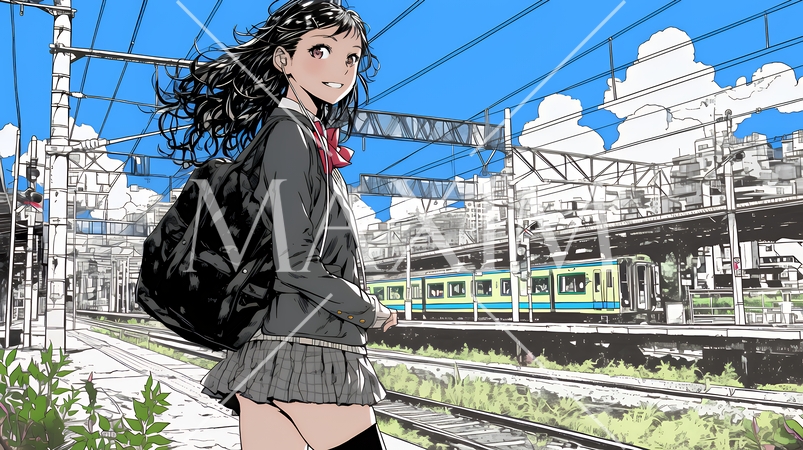 電車で通学している女子高生