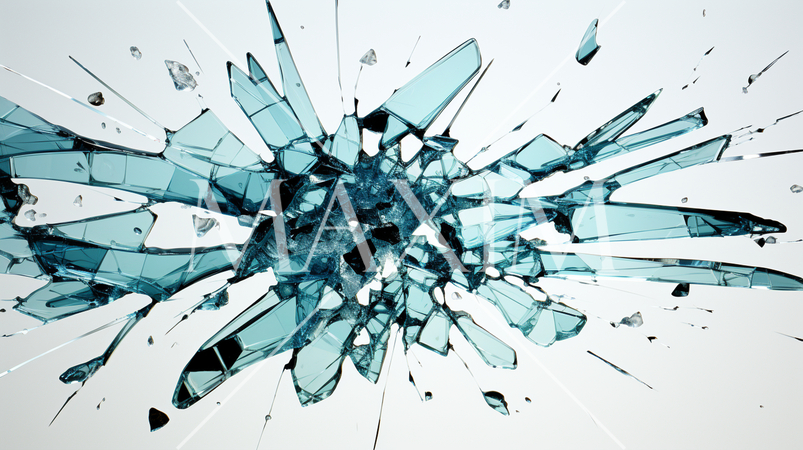 ガラスにできた弾痕：精緻CG