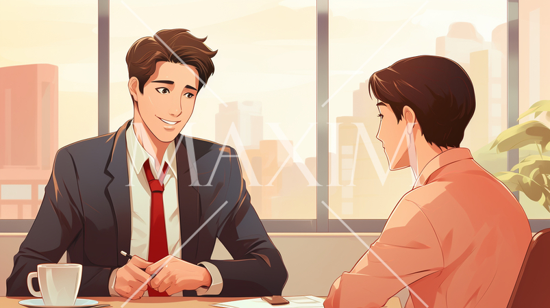 仕事のインタビュー：採用面接や1:1のミーティング。