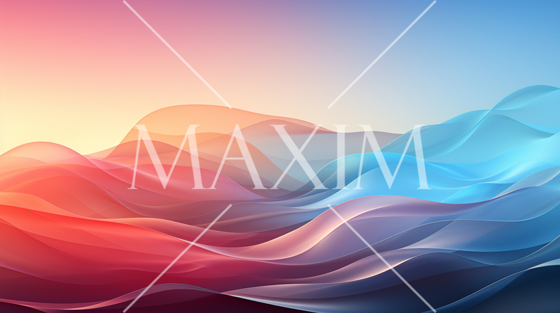 波と空をイメージした幻想的な背景画、カラフルなグラデーション表現：精緻CG