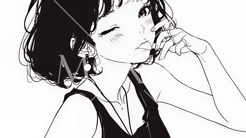 舌を出して陽気におどけている若い女性（シンプルな色使い）