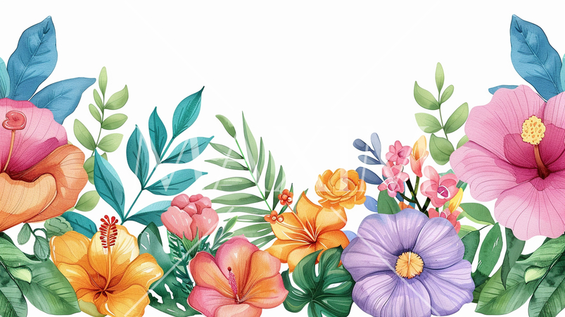 南国の草花・コピースペースのある背景画