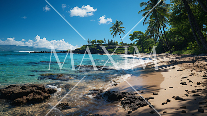 南国の海岸と青い海と青い空