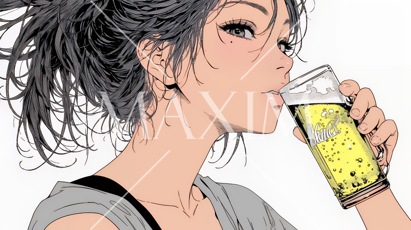 ビールを飲んでいる女性