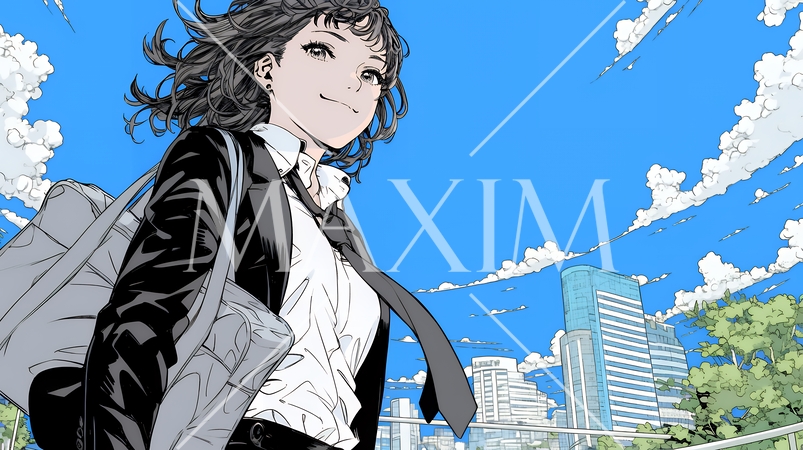 自信満々に晴天の都会の街を歩いているビジネスウーマン