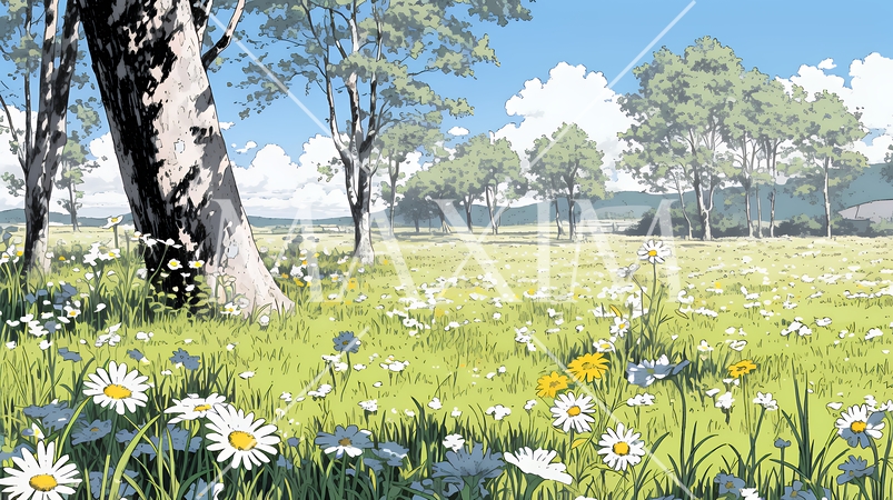 花が咲き乱れる春の野原