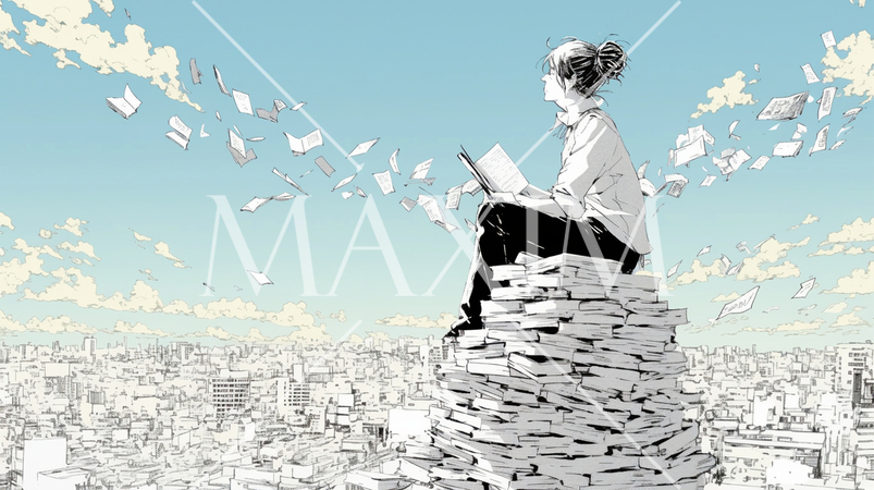 山のような本や資料をむさぼるように読んでいる