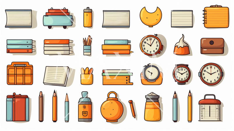 事務机周りの品々のアイコンのリファレンス