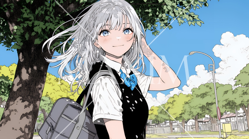 制服姿の女子高生：通学