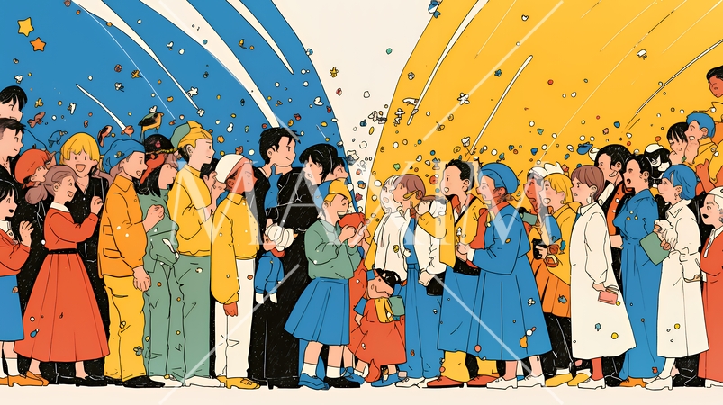 ダイバーシティ＆インクルージョンのビジネスコンセプト｜多様性と平等を表す企業PRイラスト