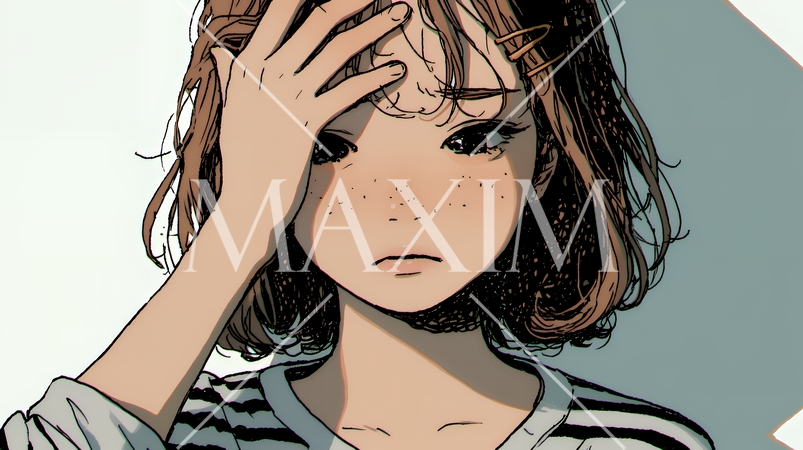 罪悪感に苛まれ、深く反省する若い女性