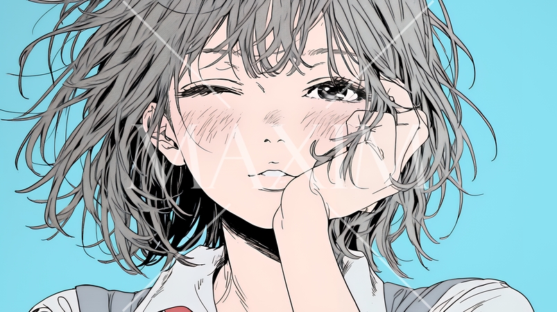 投げキッスをしている若い女性