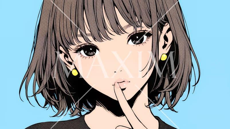 指を唇に当てて「シーShh」というジェスチャーをしている女性