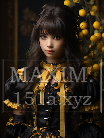 ゴシックロリータファッションの女性｜幻想的で美しいダークロマンティック・イラストポートレート（イラストID:5849286-18079）