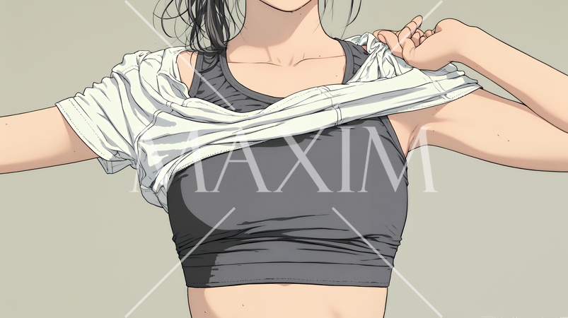 ウェストライン（腰回り）をチェックしている女性