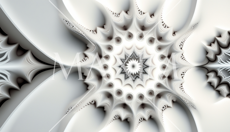 白バックのフラクタル様背景素材精緻CG画
