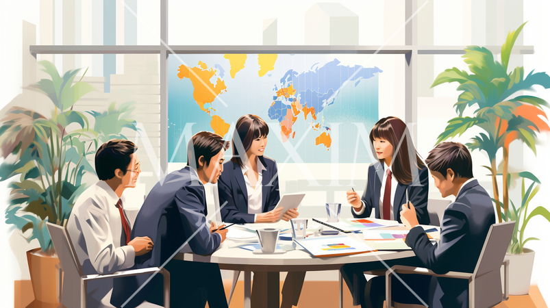 課や部のチーム会議を開いている様子