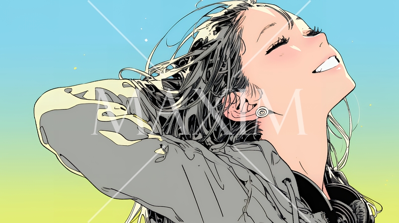 声をあげて大笑いする若い女性