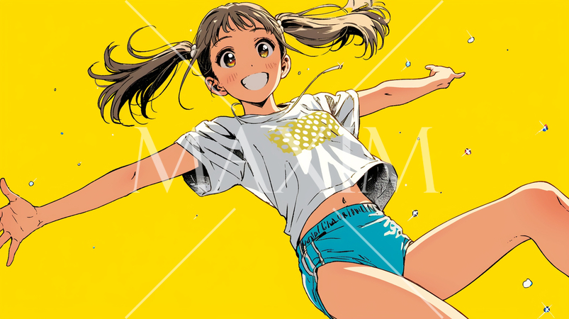 嬉しくて楽しくて飛び跳ねている若い女性