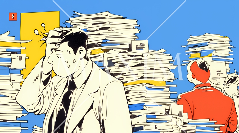 深夜残業で疲弊する会社員｜過労とストレスに悩むビジネスパーソン（ブラック企業イメージ）