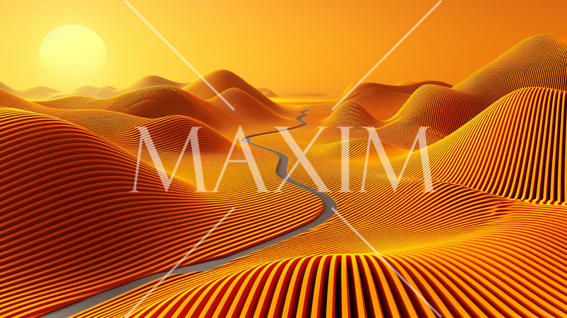 黄色い砂漠と黄色い夕日：色の変化が滑らかで、立体感や柔らかさを与えるグラデーション背景パターン