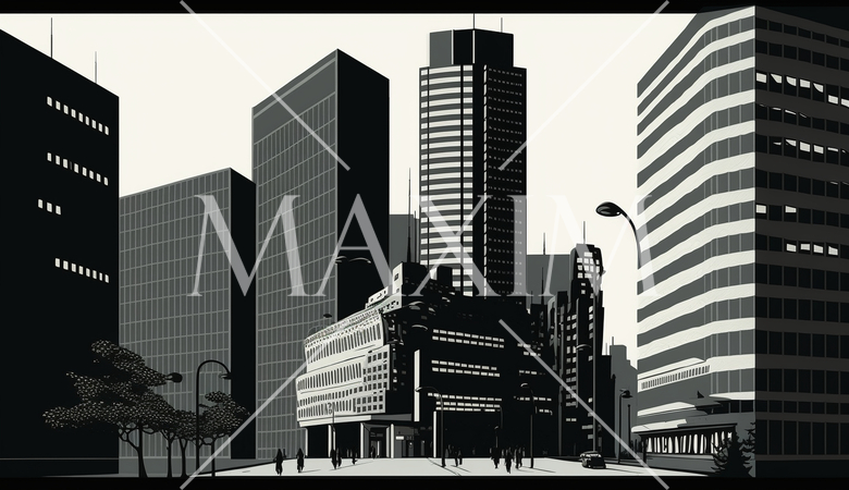 東京のオフィス街の街並みをポップアートで表現