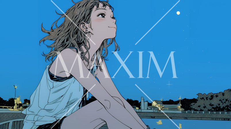 星空を眺めている若い女性