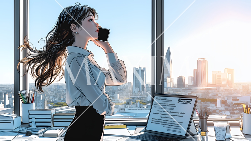 スマートフォンで通話をしているビジネスウーマン