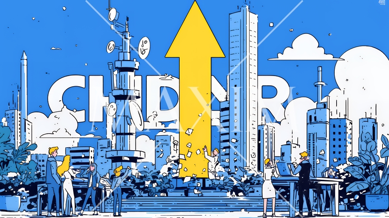 上昇グラフで会社の成長を表すビジネスチーム｜企業発展と成功のビジネスコンセプト