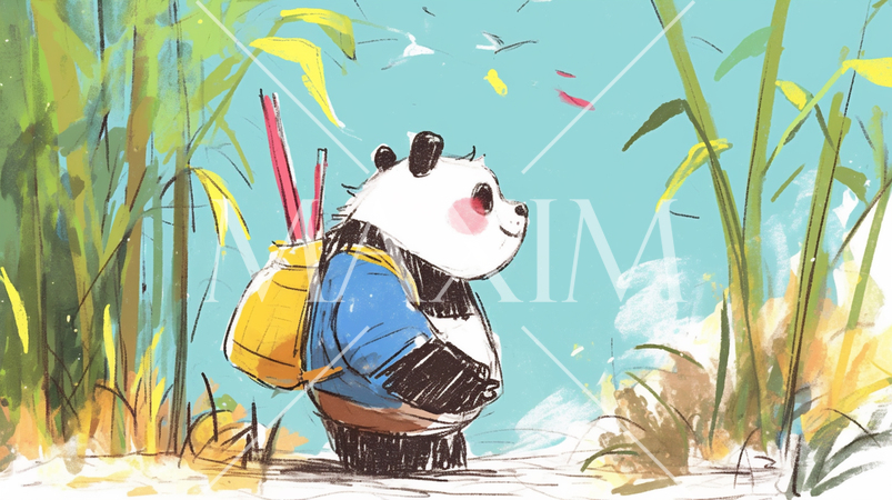 さようなら・元気でね！わたしたちのパンダ（クレヨン＋水彩画風）