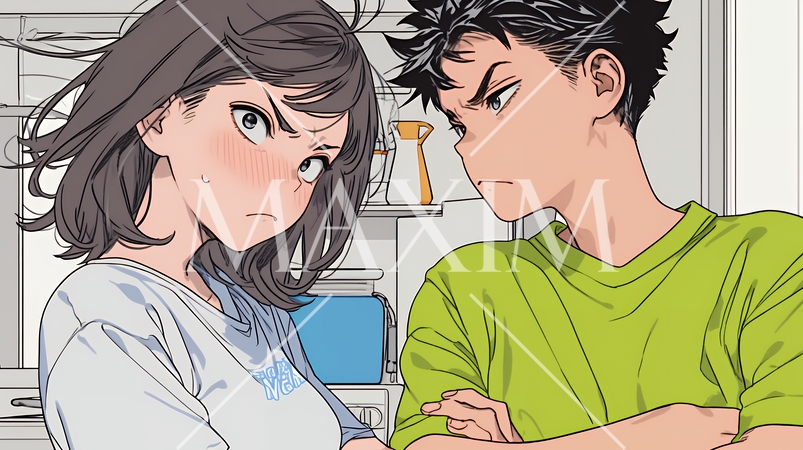 口論している若いカップル（夫婦）